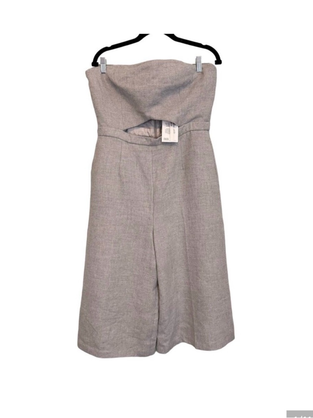 ASOS Fall Jumpsuit/Romper Womens 12 Gray Cut Out Strapless Wide Leg Flare NWT
